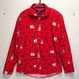 Suitmeister Looney Tunes Bugs Bunny Hearts Long Sleeve Button Up Shirt Men's XL